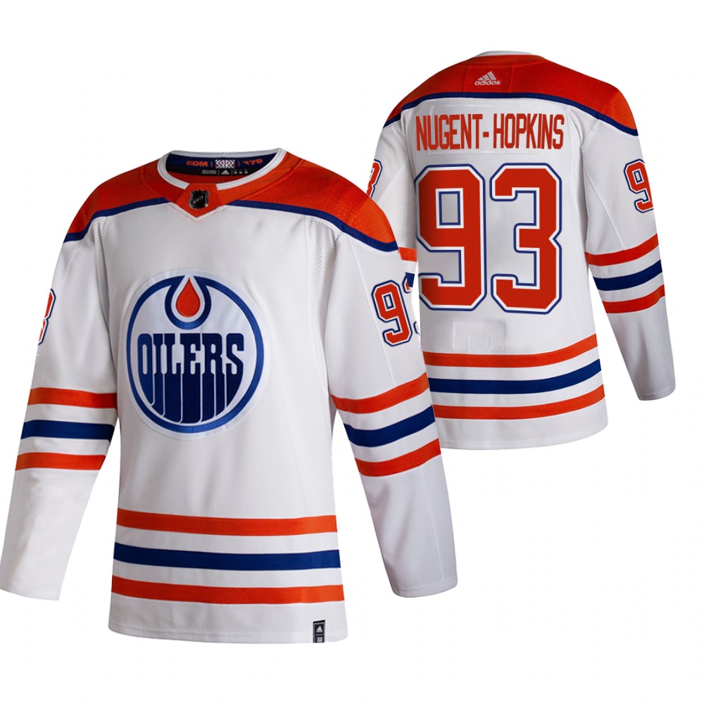 Cheap 2021 Adidias Edmonton Oilers 93 Ryan Nugent-Hopkins White Men Reverse Retro Alternate NHL Jersey
